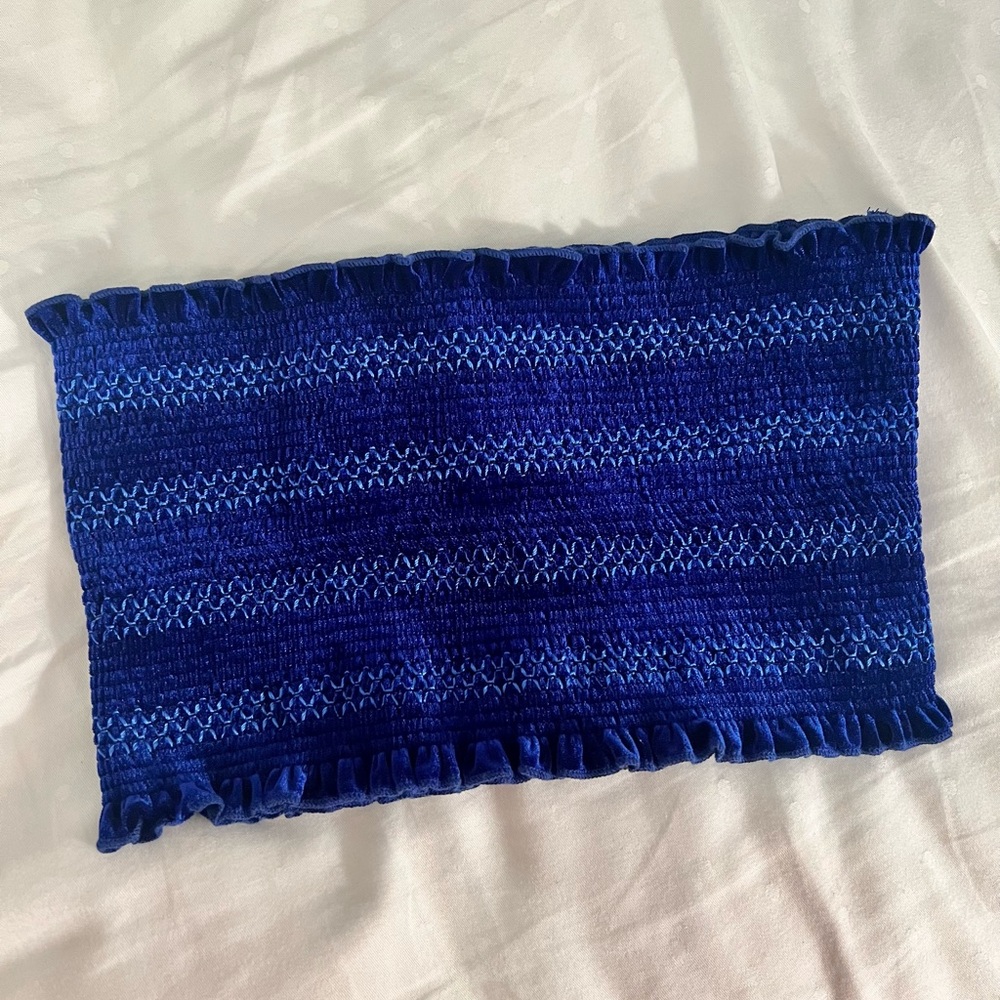 Velvet-y blue crop tube top! Size M/L